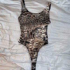 Snakeskin thong bodysuit